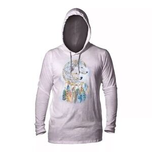 The Mountain Wolf Dreams Long‎ Sleeve Hooded Shirt Dreamcatcher Ethereal TieDye